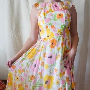 VINTAGE 1970s floor length psychedelic maxi dress